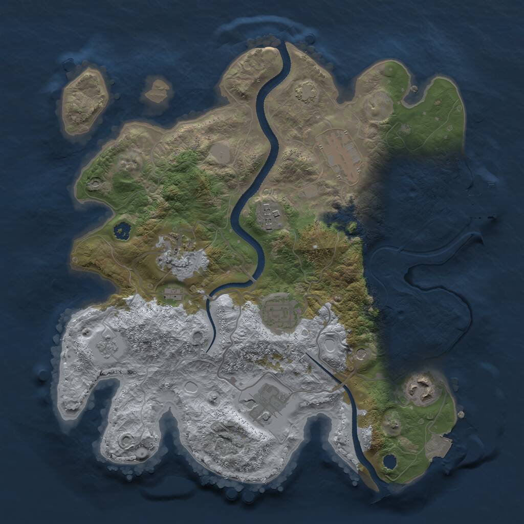 Rust Map: Procedural Map, Size: 3000, Seed: 22240287, 11 Monuments