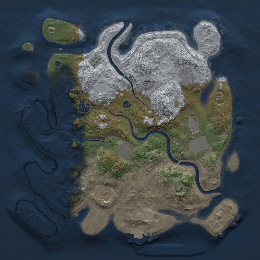 Rust Map: Procedural Map, Size: 3500, Seed: 1963584807, 10 Monuments