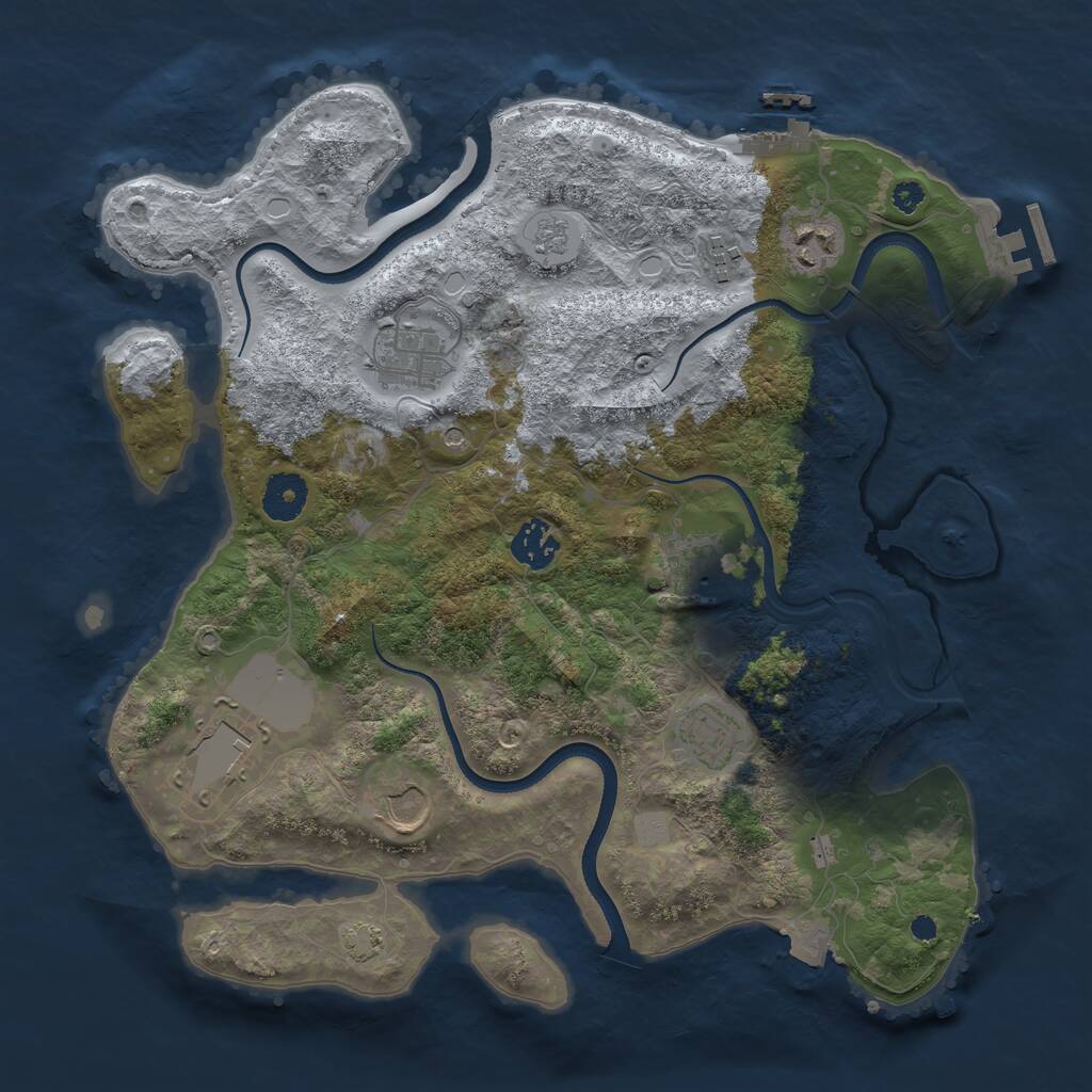 Rust Map: Procedural Map, Size: 3500, Seed: 970706975, 14 Monuments
