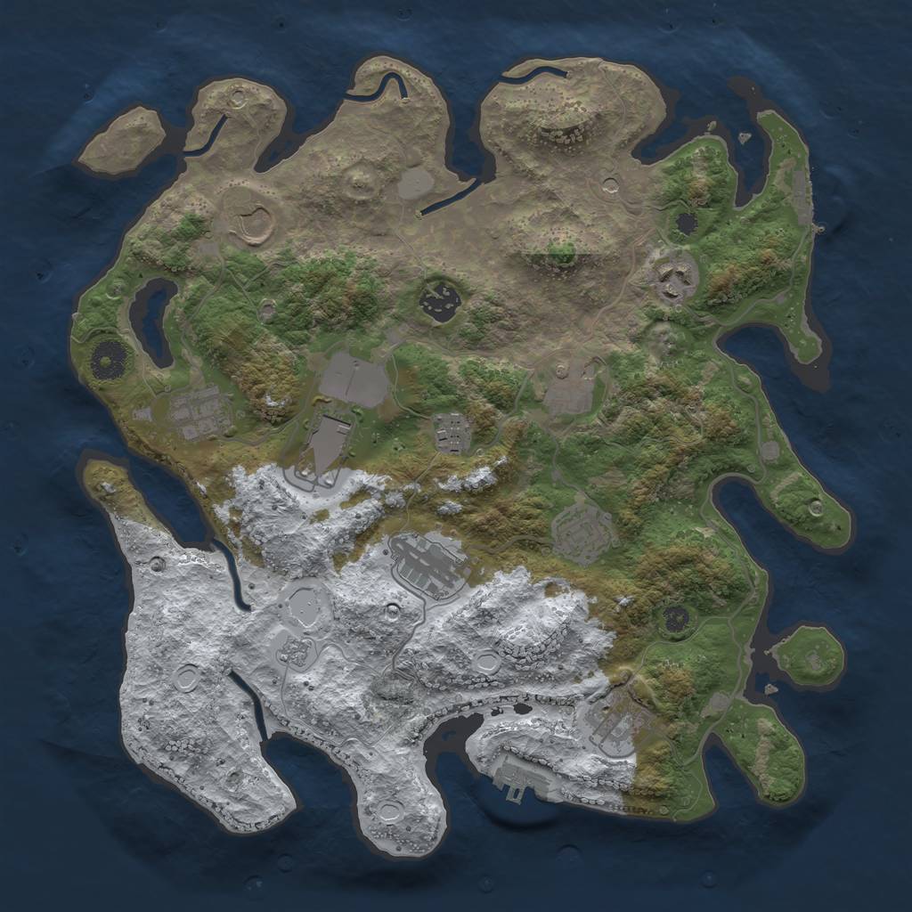 Rust Map: Procedural Map, Size: 3600, Seed: 5065394, 19 Monuments