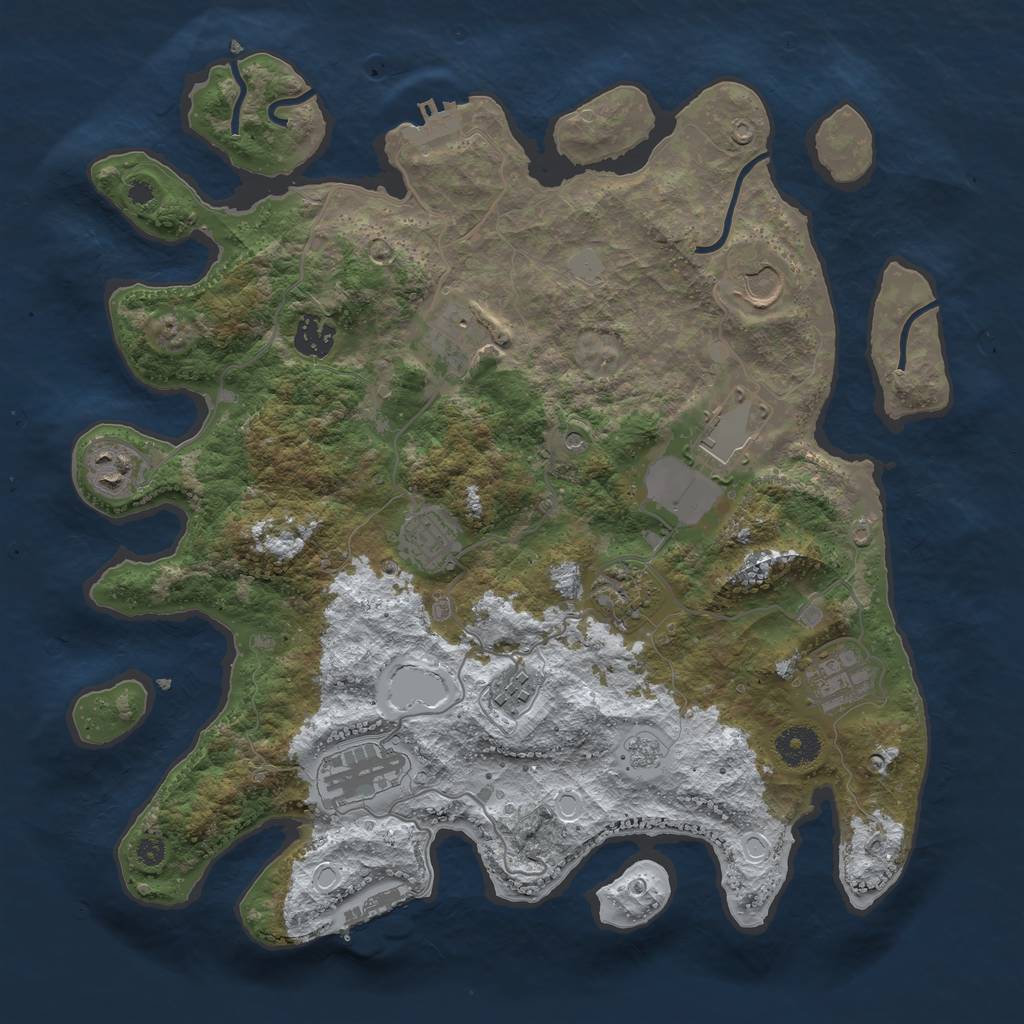 Rust Map: Procedural Map, Size: 3700, Seed: 3321301, 19 Monuments