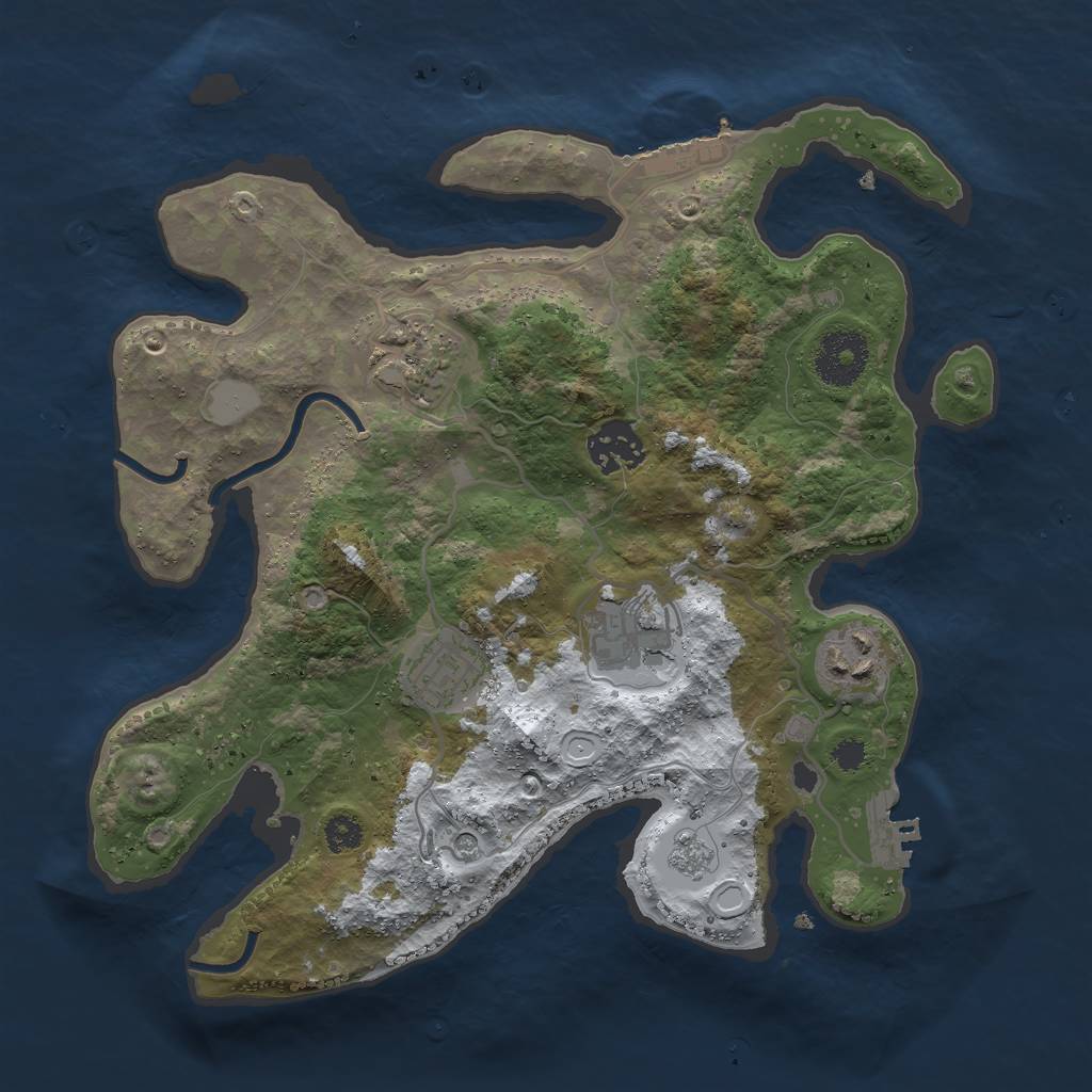 Rust Map: Procedural Map, Size: 3000, Seed: 1853568270, 14 Monuments