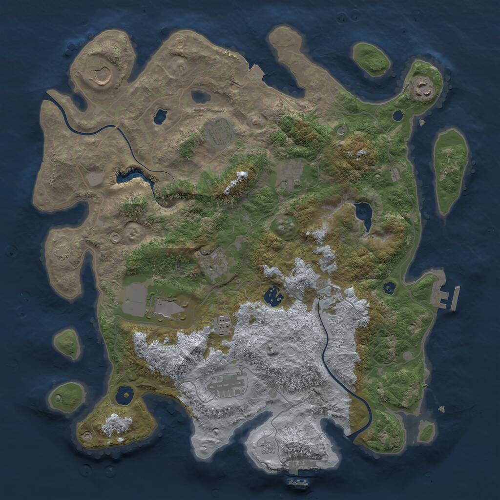 Rust Map: Procedural Map, Size: 4000, Seed: 1844153021, 15 Monuments