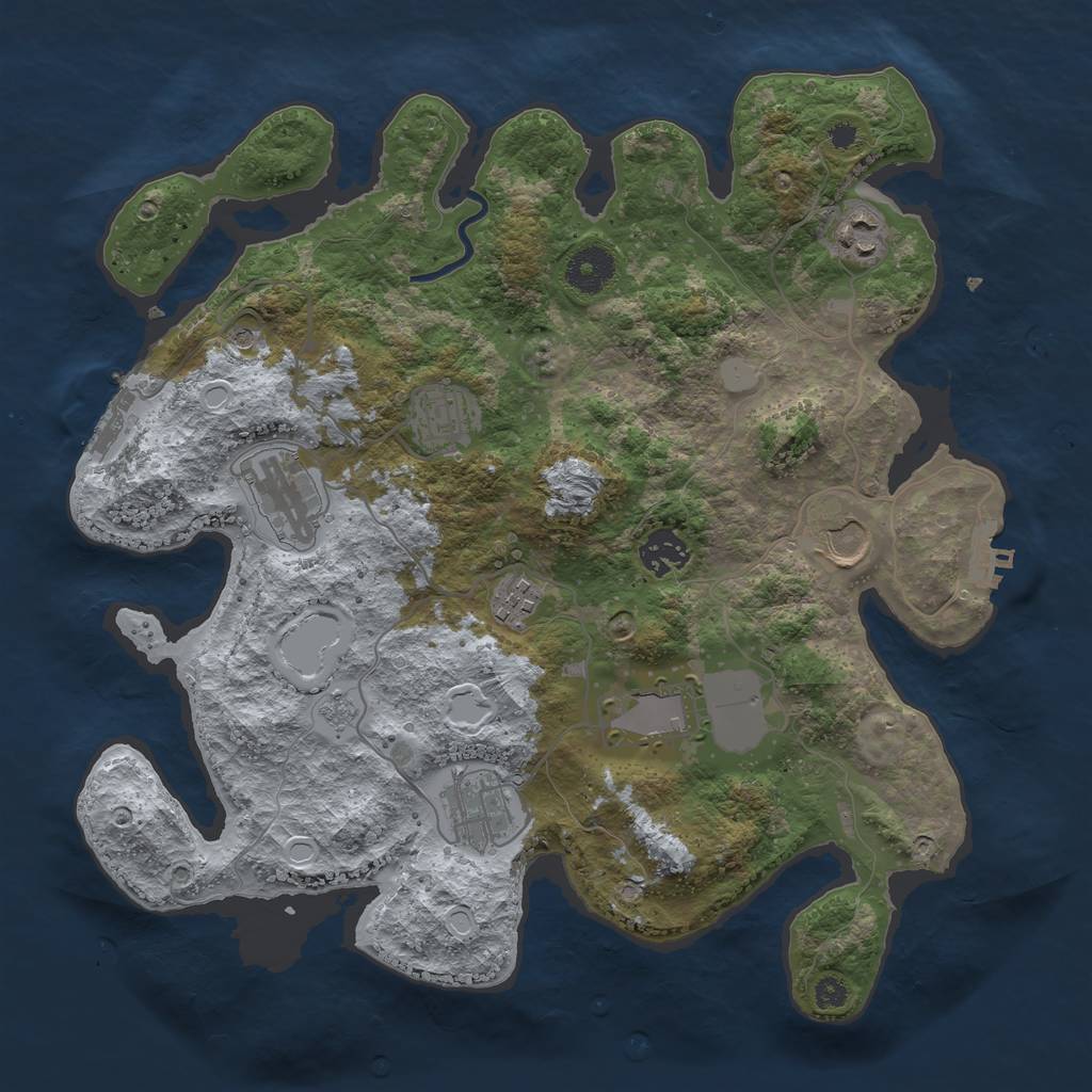 Rust Map: Procedural Map, Size: 3500, Seed: 632740557, 17 Monuments