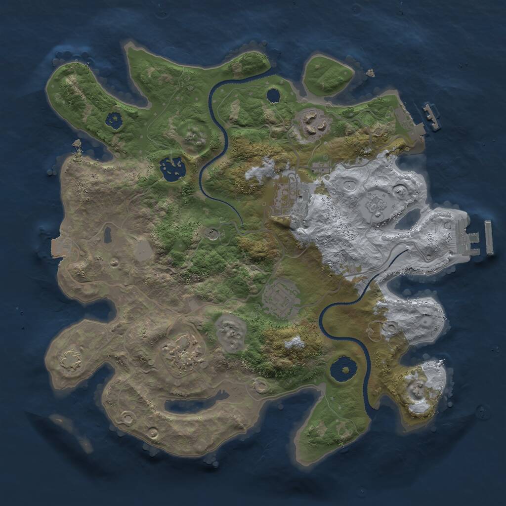 Rust Map: Procedural Map, Size: 3000, Seed: 953187, 11 Monuments