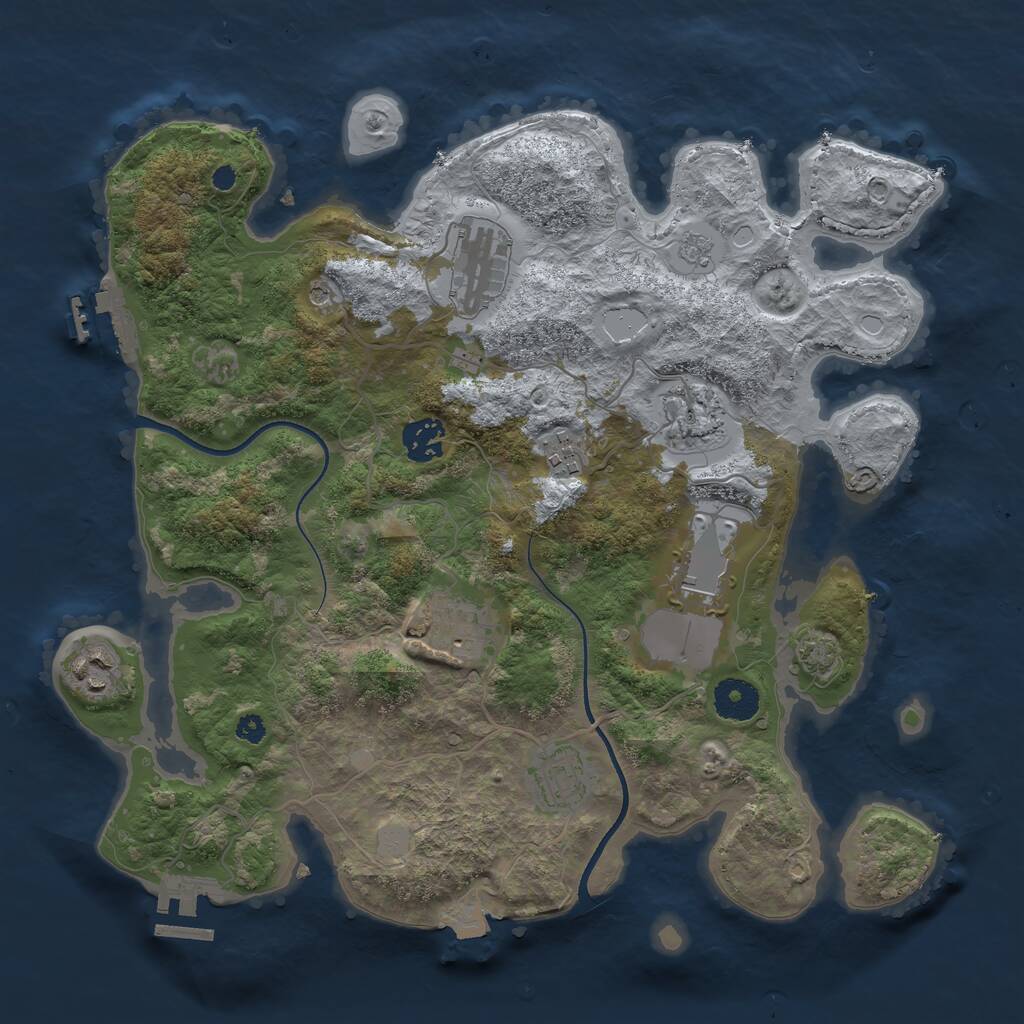 Rust Map: Procedural Map, Size: 3500, Seed: 11219643, 14 Monuments