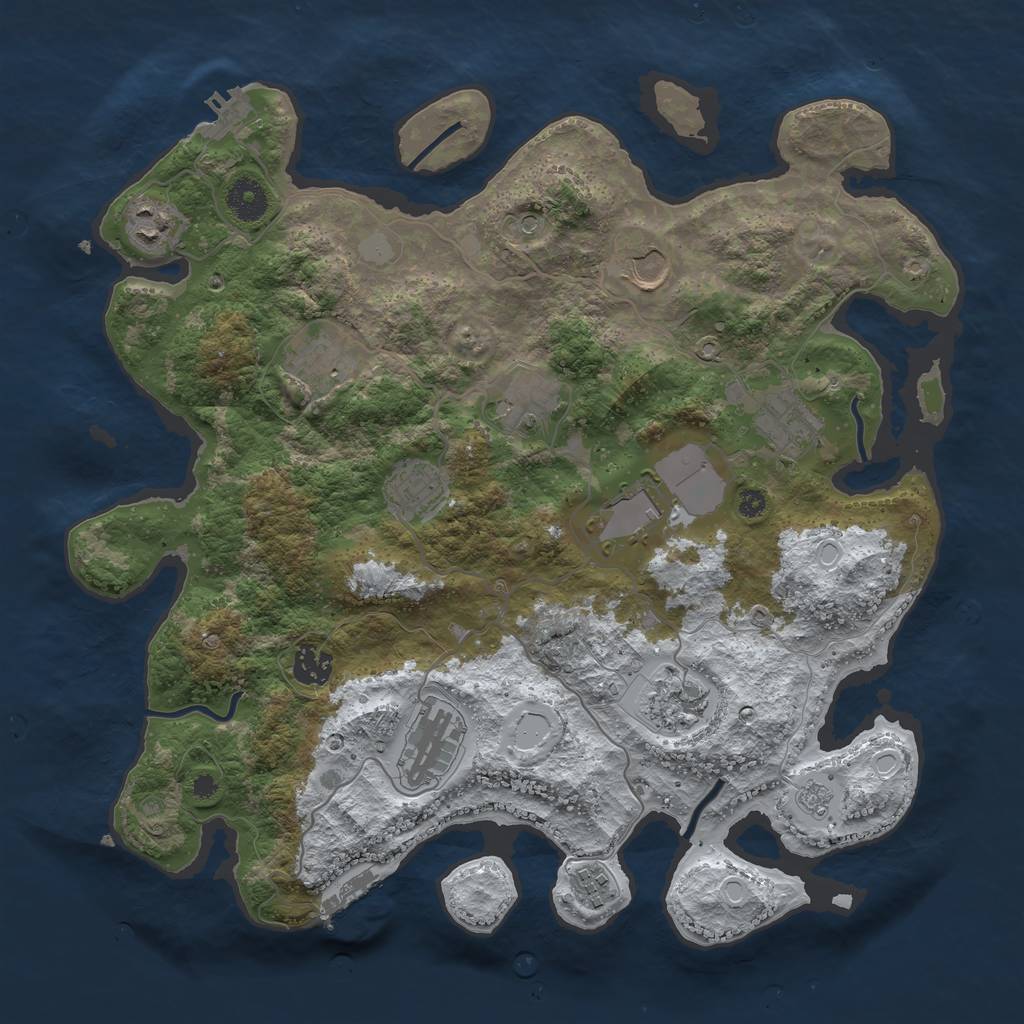 Rust Map: Procedural Map, Size: 3750, Seed: 1193672564, 20 Monuments