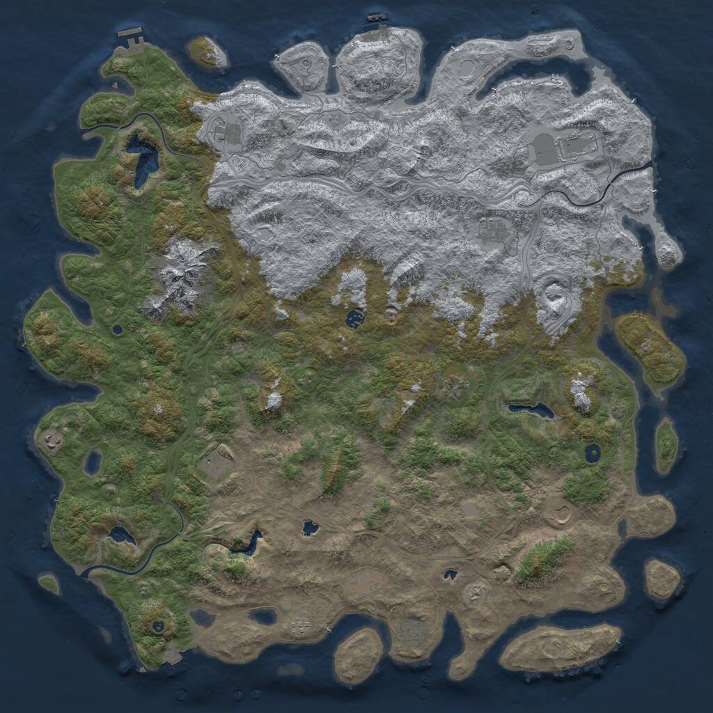 Rust Map: Procedural Map, Size: 6000, Seed: 19870909, 17 Monuments