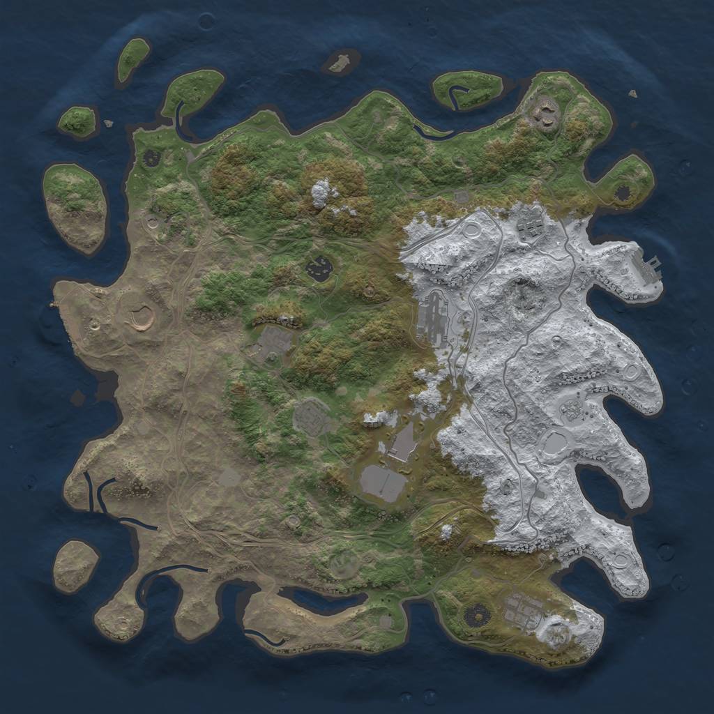 Rust Map: Procedural Map, Size: 4250, Seed: 286724244, 18 Monuments