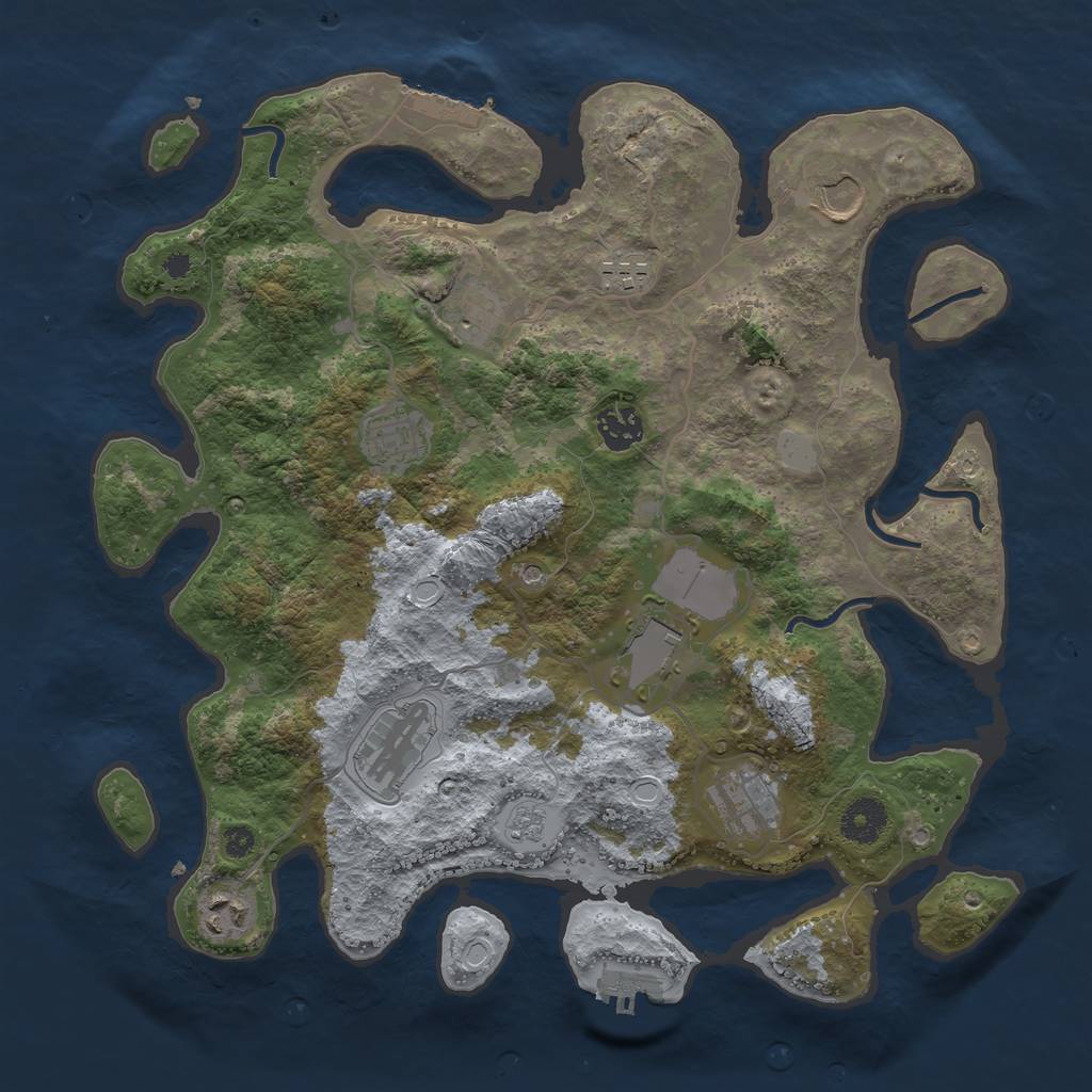 Rust Map: Procedural Map, Size: 3600, Seed: 2445, 18 Monuments