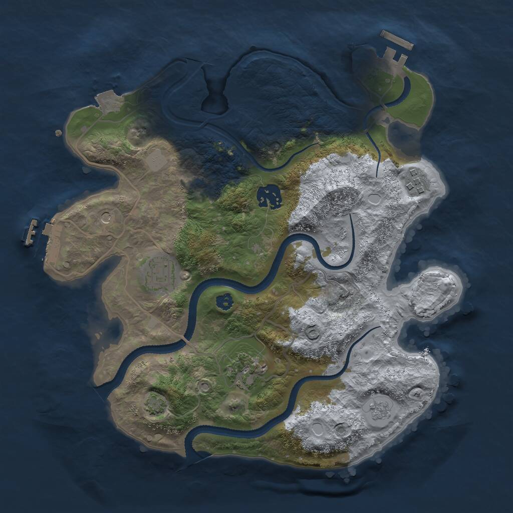 Rust Map: Procedural Map, Size: 3000, Seed: 389750851, 10 Monuments