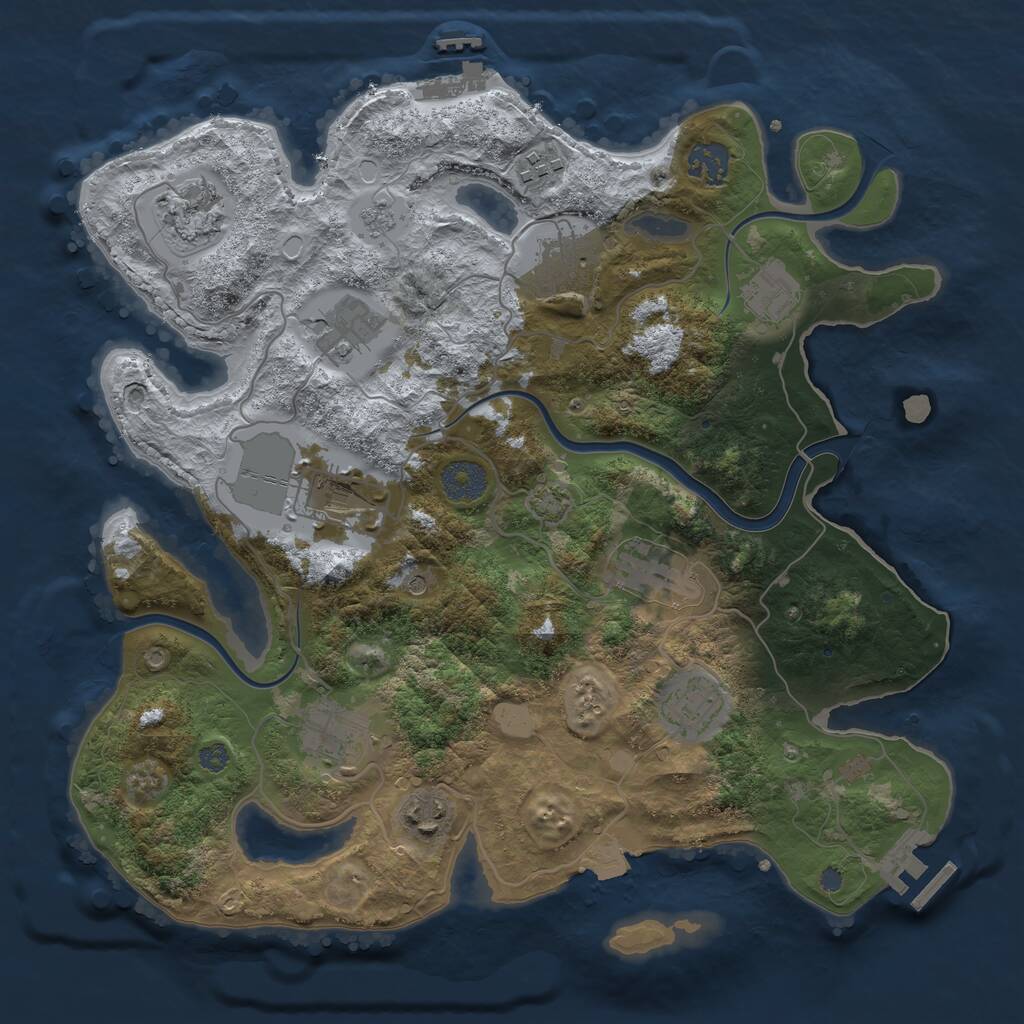 Rust Map: Procedural Map, Size: 3500, Seed: 679608248, 18 Monuments