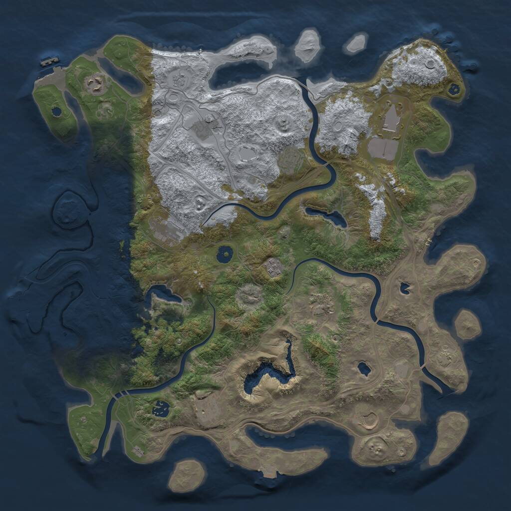Rust Map: Procedural Map, Size: 4500, Seed: 513703784, 16 Monuments