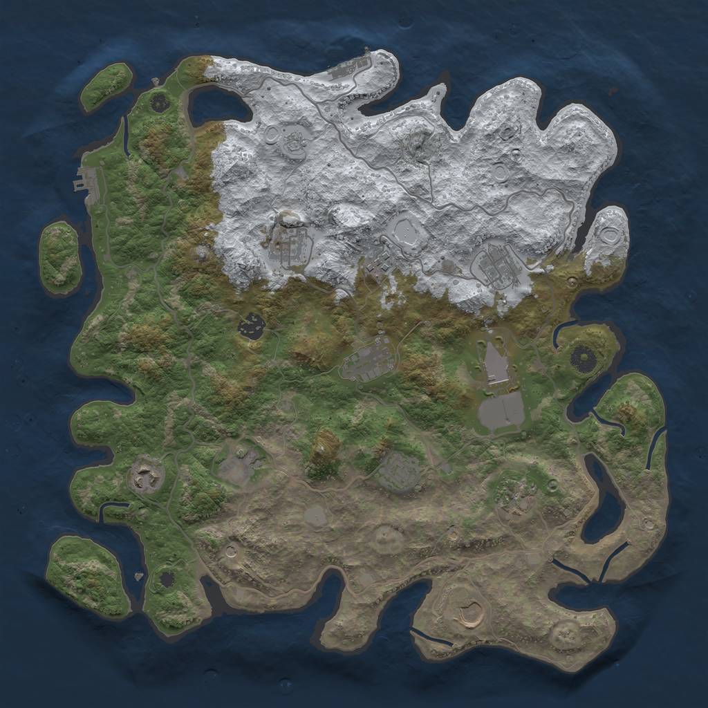 Rust Map: Procedural Map, Size: 4050, Seed: 1111899637, 20 Monuments