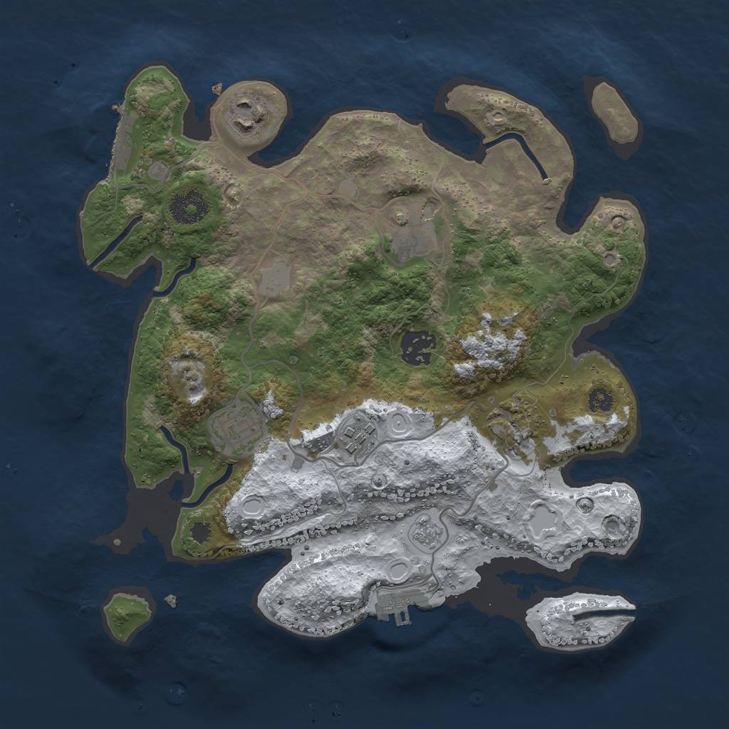 Rust Map: Procedural Map, Size: 3000, Seed: 2441720, 14 Monuments