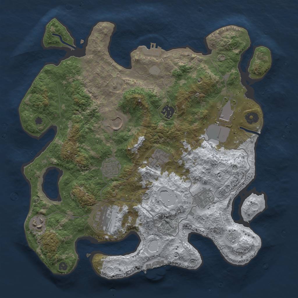 Rust Map: Procedural Map, Size: 3500, Seed: 1751879577, 17 Monuments
