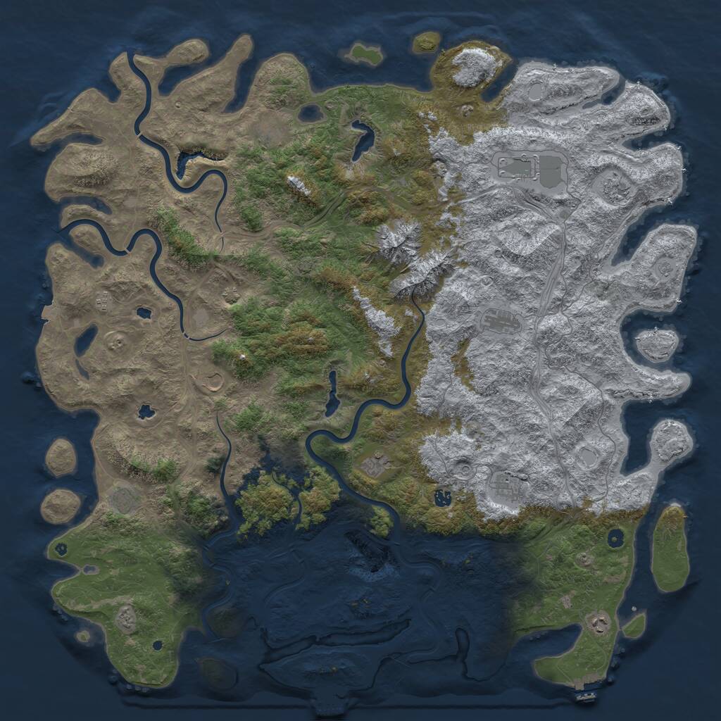 Rust Map: Procedural Map, Size: 6000, Seed: 13830115, 17 Monuments