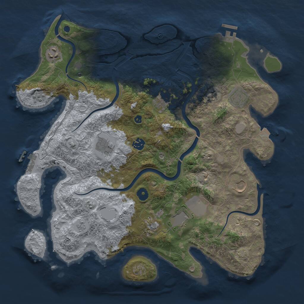 Rust Map: Procedural Map, Size: 3850, Seed: 1580599079, 15 Monuments