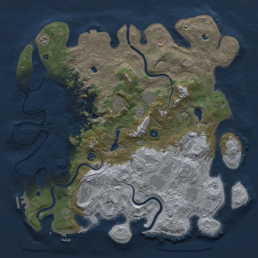 Rust Map: Procedural Map, Size: 4500, Seed: 6748, 16 Monuments