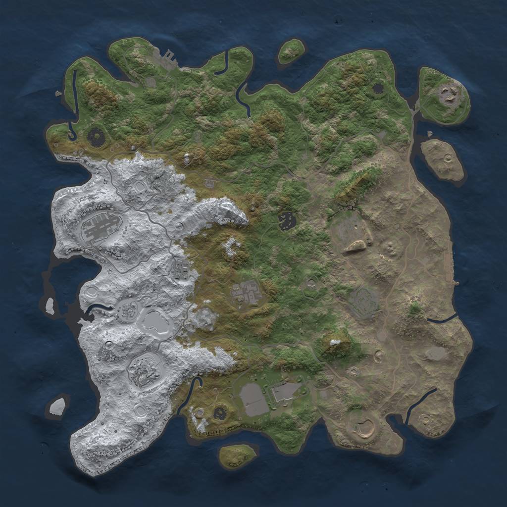 Rust Map: Procedural Map, Size: 4050, Seed: 34318482, 19 Monuments