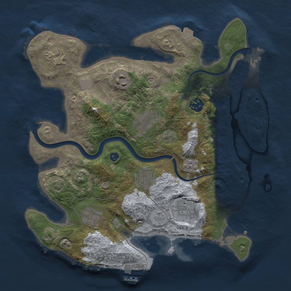 Rust Map: Procedural Map, Size: 3250, Seed: 1089236835, 13 Monuments