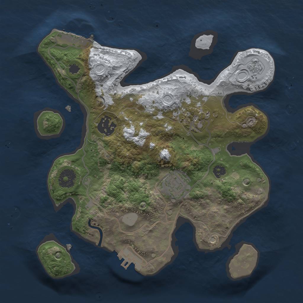 Rust Map: Procedural Map, Size: 2500, Seed: 1121496261, 11 Monuments