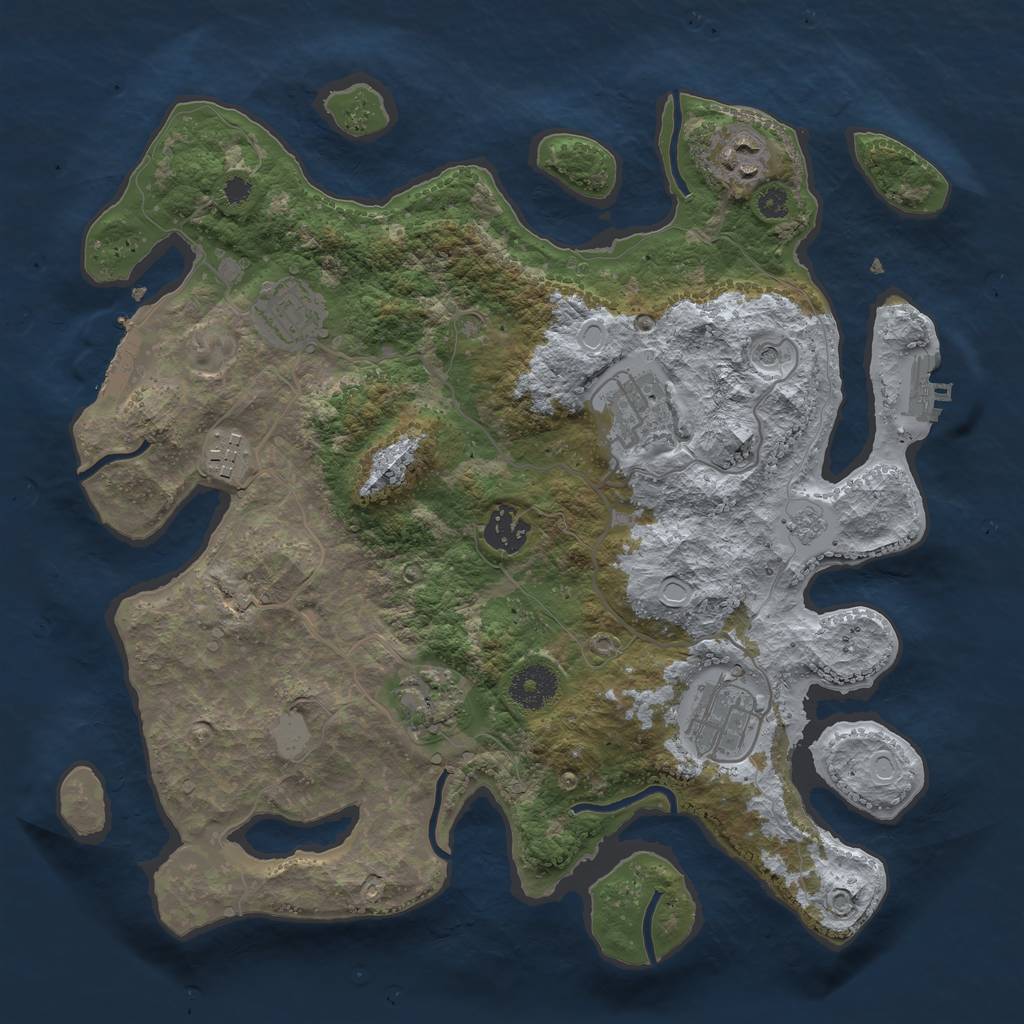 Rust Map: Procedural Map, Size: 3412, Seed: 13838, 16 Monuments