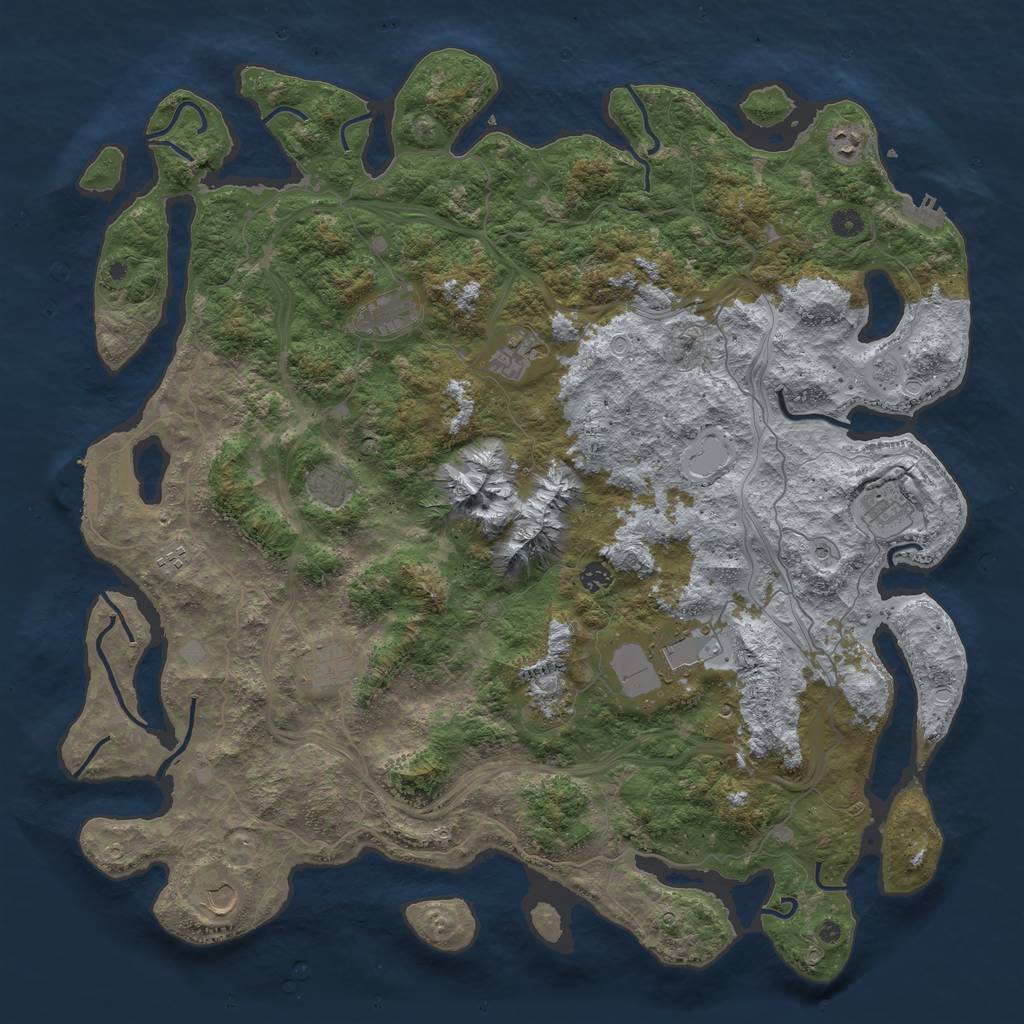 Rust Map: Procedural Map, Size: 5000, Seed: 54735657, 18 Monuments