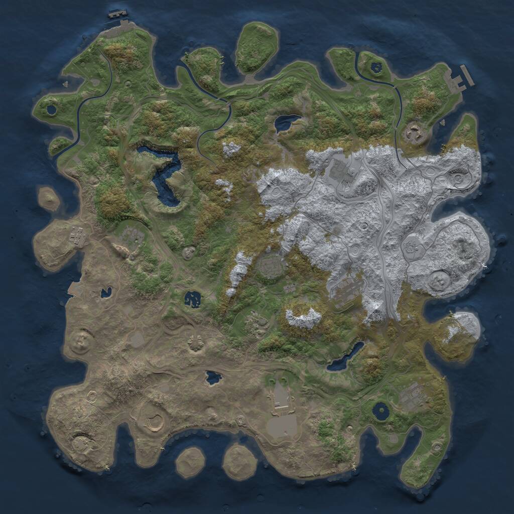 Rust Map: Procedural Map, Size: 4500, Seed: 242692451, 17 Monuments