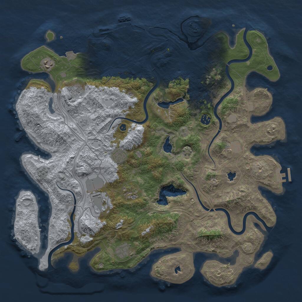 Rust Map: Procedural Map, Size: 4500, Seed: 1086737458, 15 Monuments