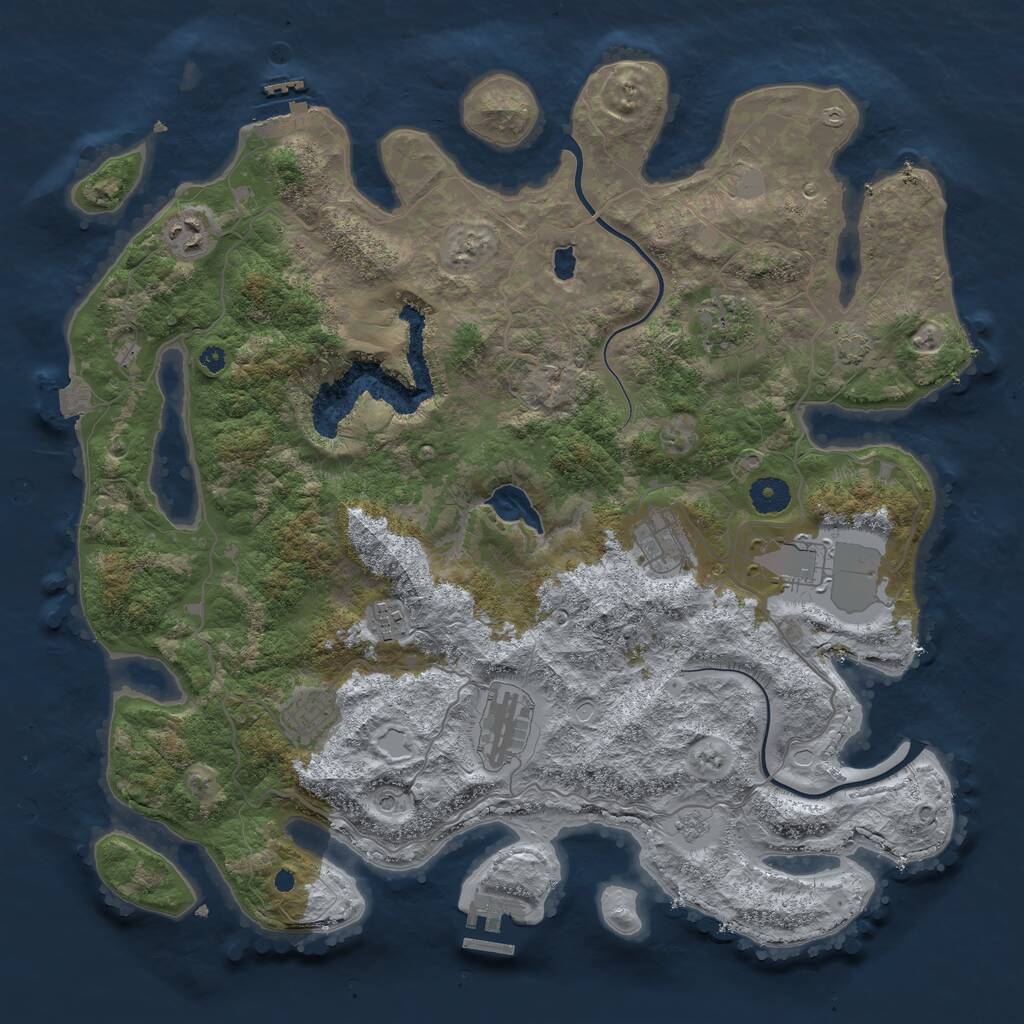 Rust Map: Procedural Map, Size: 4000, Seed: 1808394245, 13 Monuments