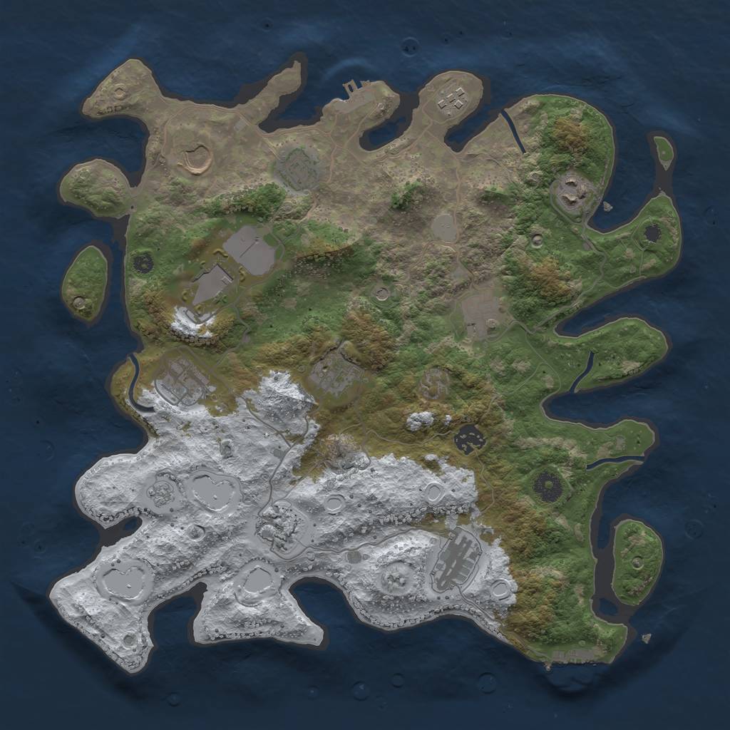Rust Map: Procedural Map, Size: 3750, Seed: 1315578818, 20 Monuments