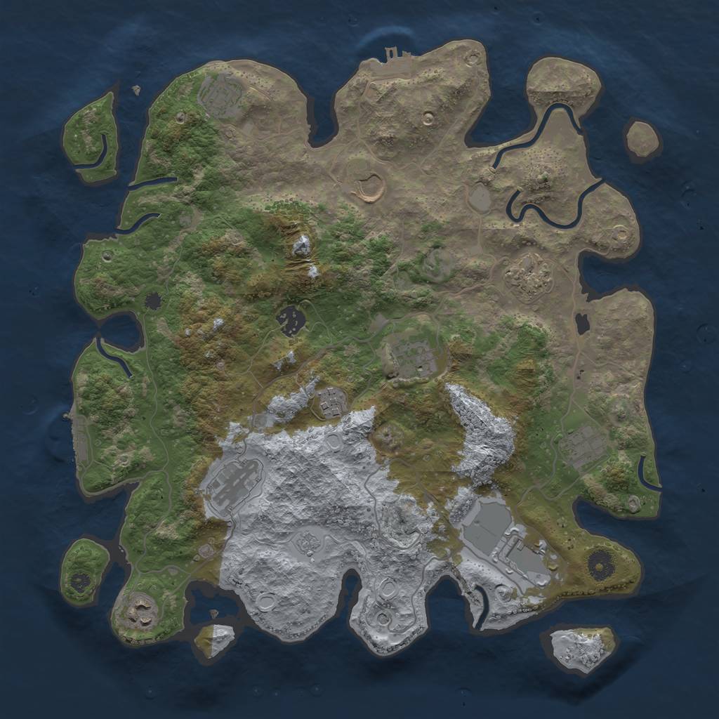 Rust Map: Procedural Map, Size: 3800, Seed: 20621, 19 Monuments