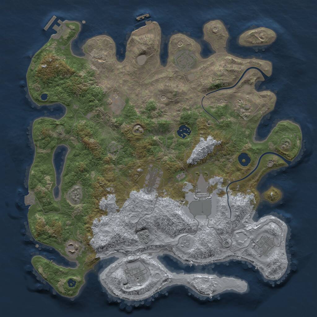 Rust Map: Procedural Map, Size: 3750, Seed: 60572574, 16 Monuments