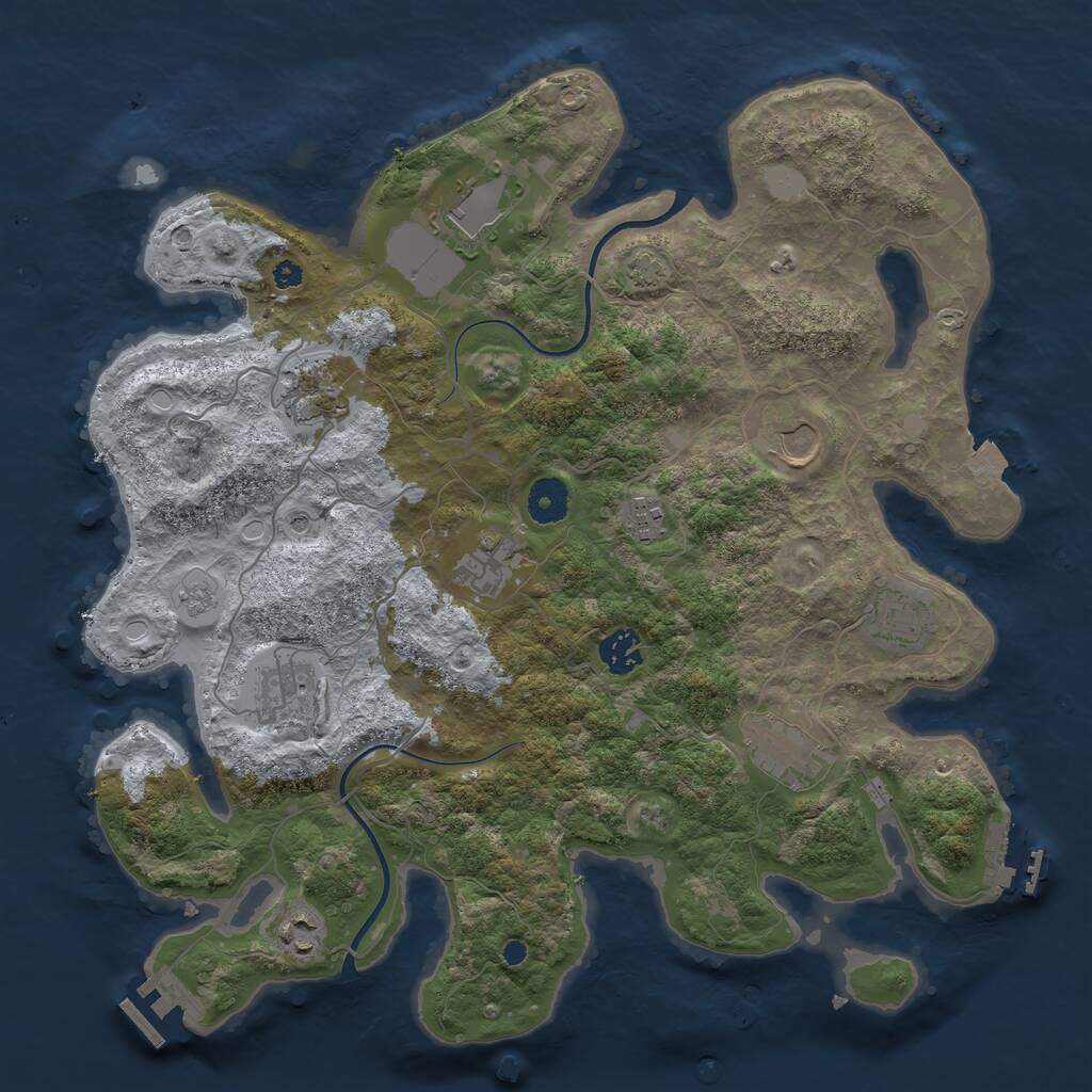 Rust Map: Procedural Map, Size: 3750, Seed: 15066993, 16 Monuments