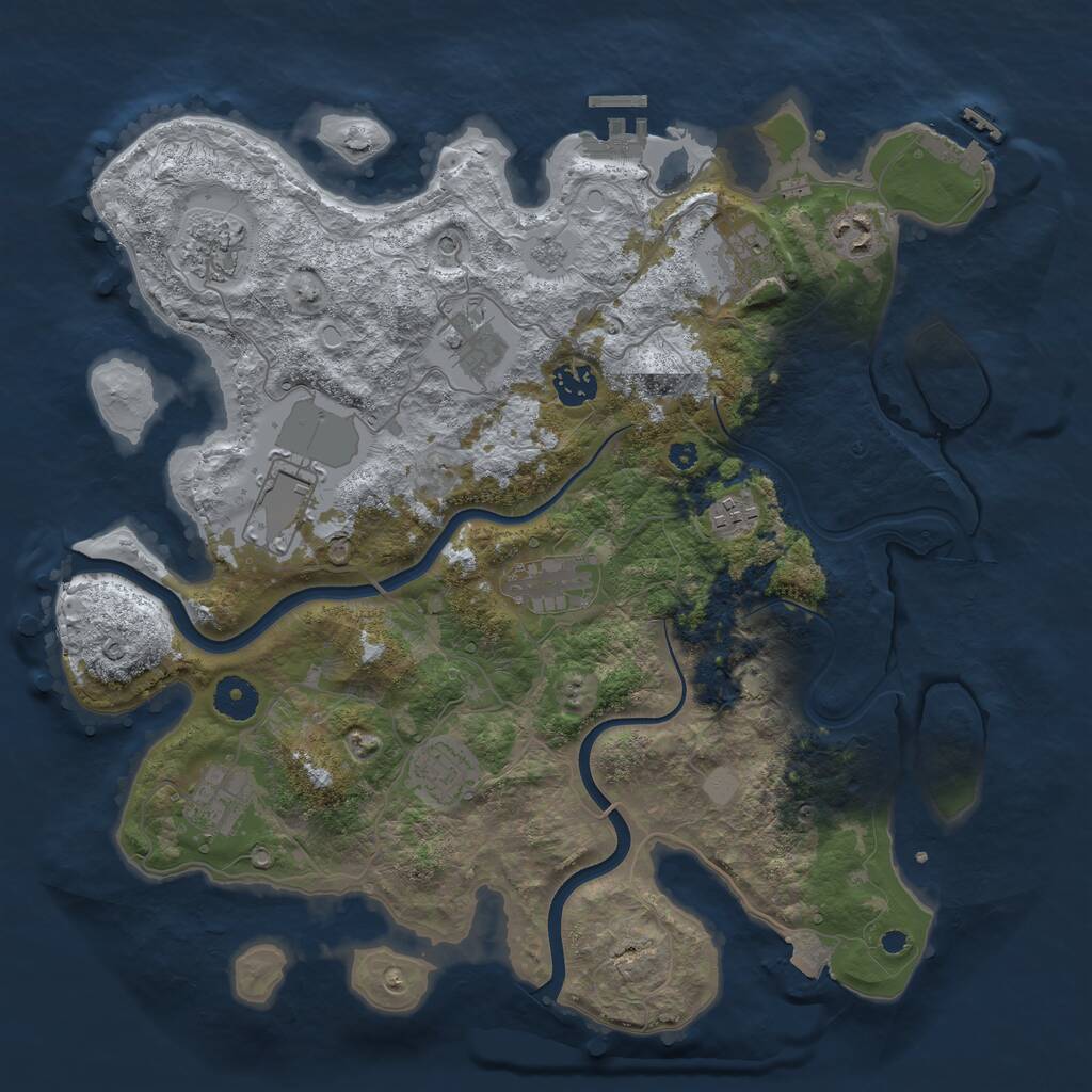 Rust Map: Procedural Map, Size: 3750, Seed: 232514045, 16 Monuments