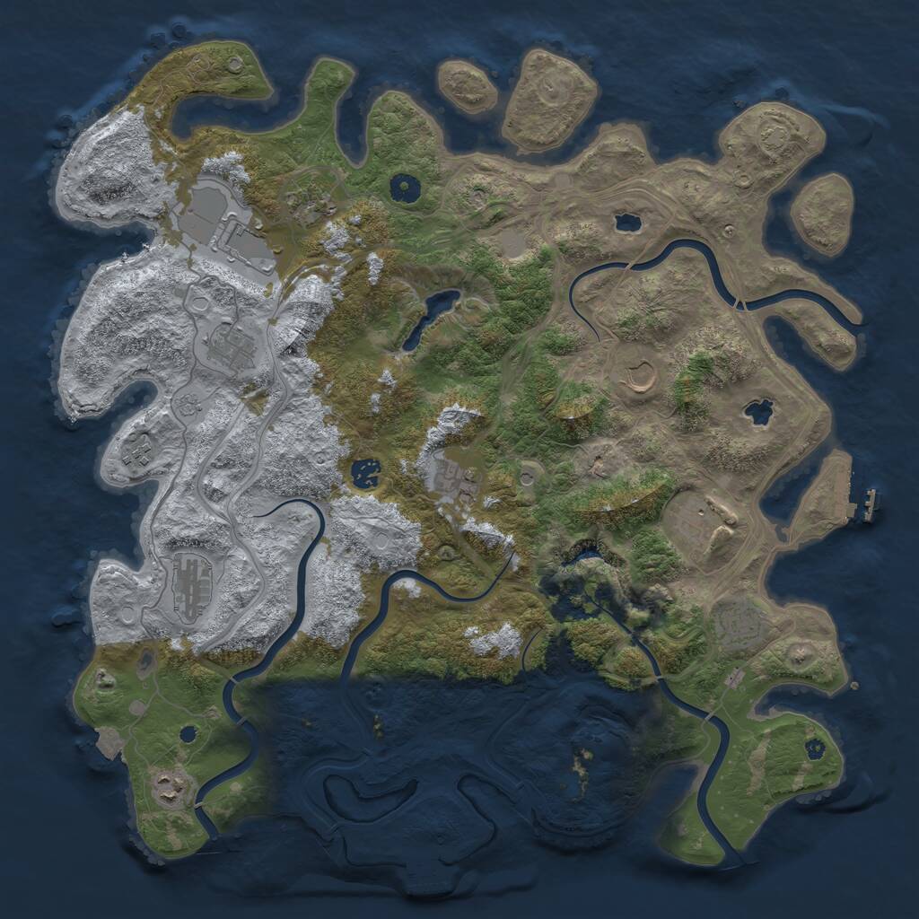 Rust Map: Procedural Map, Size: 4500, Seed: 727749, 17 Monuments