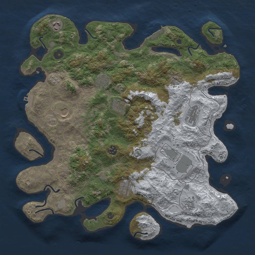 Rust Map: Procedural Map, Size: 4050, Seed: 1825041338, 19 Monuments