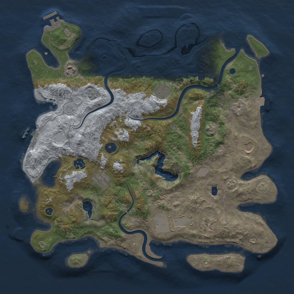 Rust Map: Procedural Map, Size: 4000, Seed: 133286973, 14 Monuments