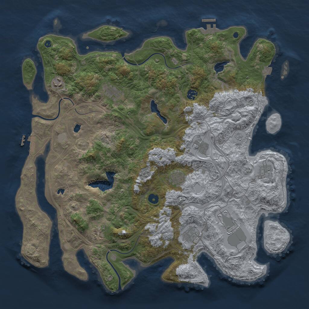 Rust Map: Procedural Map, Size: 4500, Seed: 2101532792, 16 Monuments