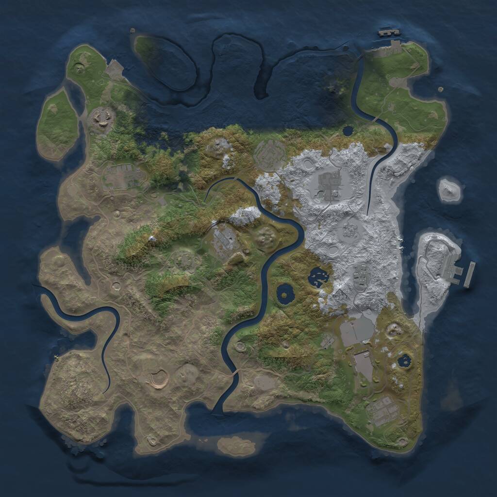Rust Map: Procedural Map, Size: 3800, Seed: 969015597, 16 Monuments