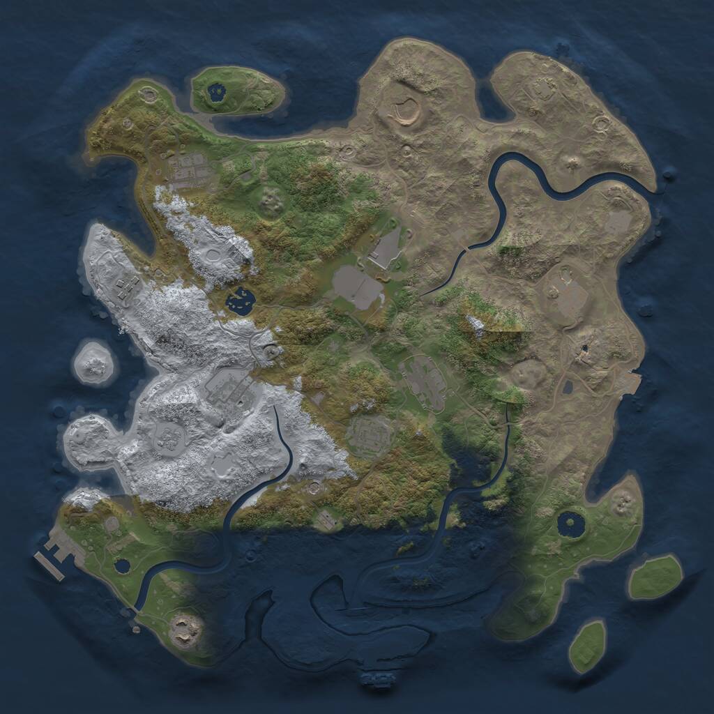 Rust Map: Procedural Map, Size: 3900, Seed: 15735, 16 Monuments