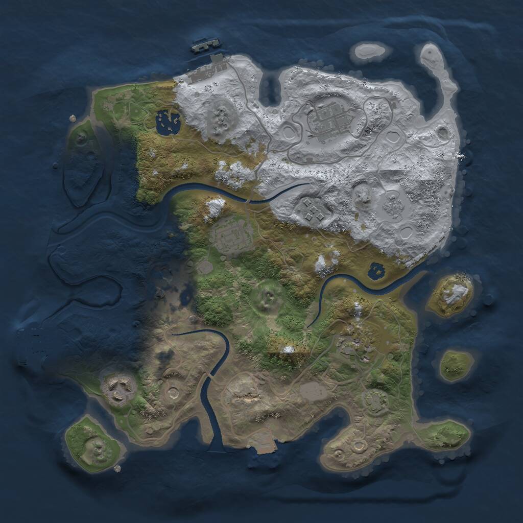 Rust Map: Procedural Map, Size: 3000, Seed: 1369337858, 13 Monuments