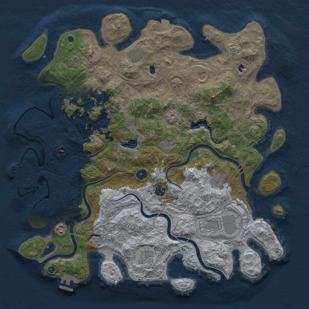 Rust Map: Procedural Map, Size: 4500, Seed: 2014396056, 16 Monuments