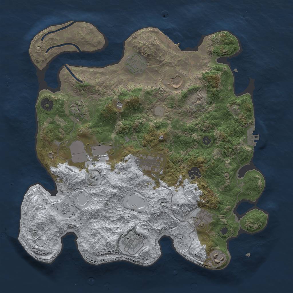 Rust Map: Procedural Map, Size: 3500, Seed: 2394, 18 Monuments