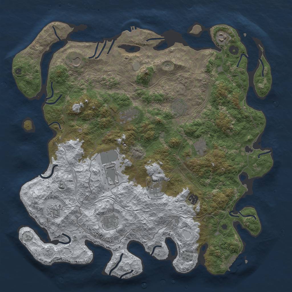 Rust Map: Procedural Map, Size: 4500, Seed: 343793586, 20 Monuments