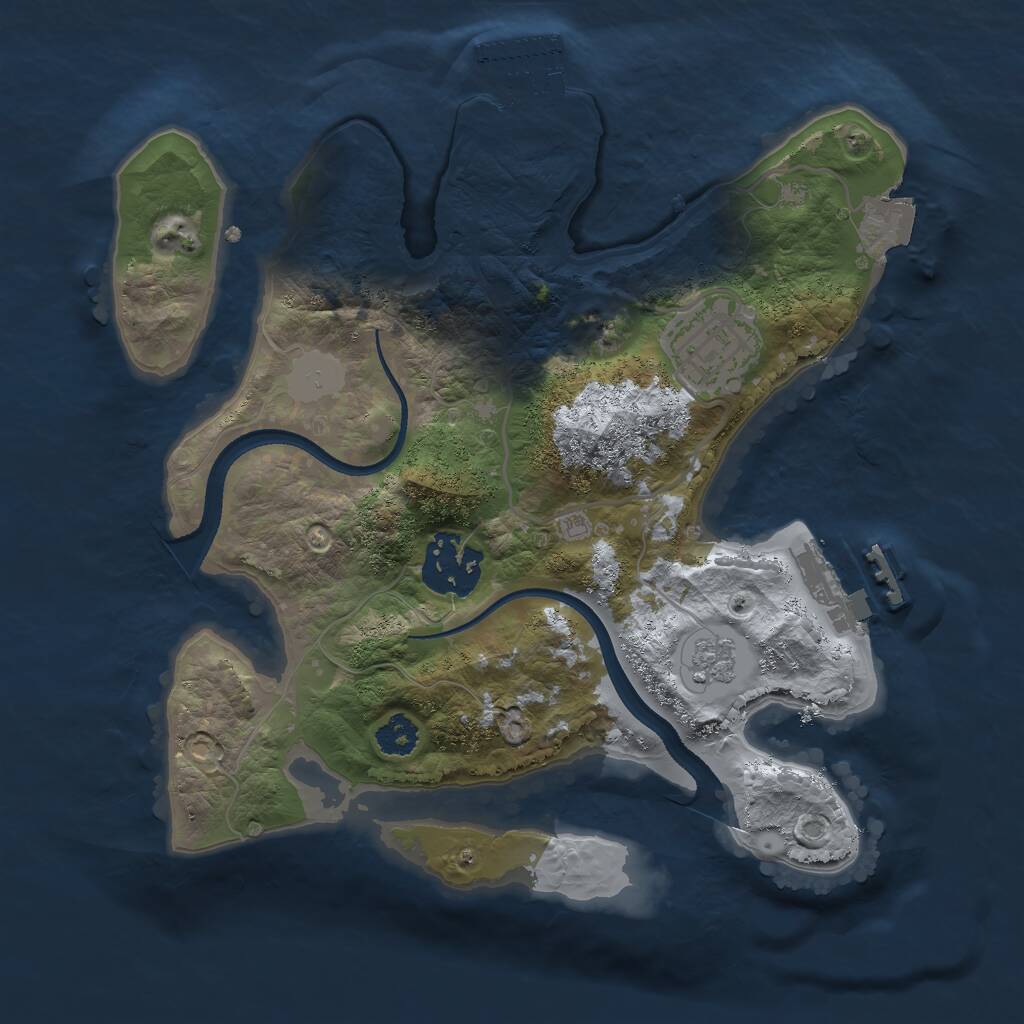 Rust Map: Procedural Map, Size: 2500, Seed: 43214, 6 Monuments