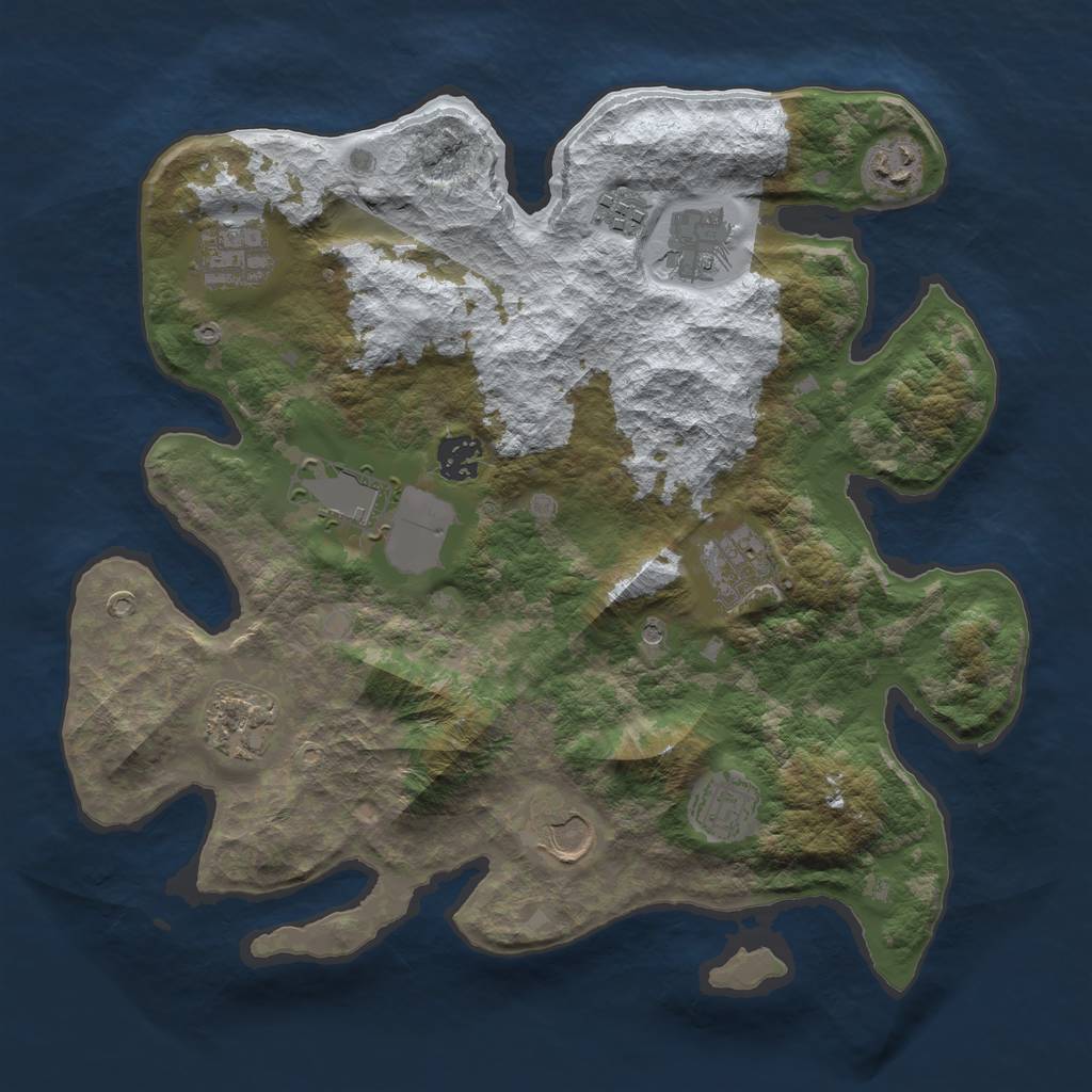 Rust Map: Barren, Size: 3500, Seed: 1822231550, 13 Monuments