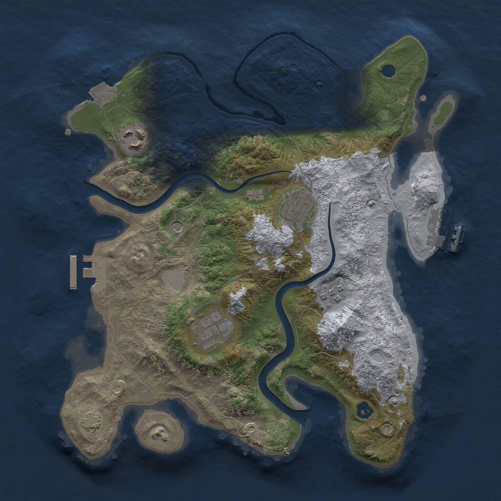 Rust Map: Procedural Map, Size: 3000, Seed: 1843963069, 9 Monuments