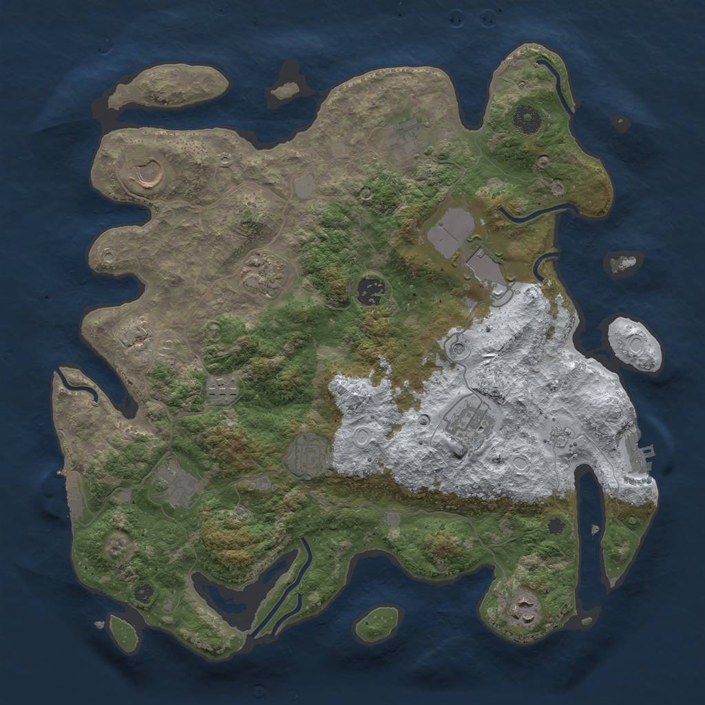 Rust Map: Procedural Map, Size: 3750, Seed: 825445637, 19 Monuments